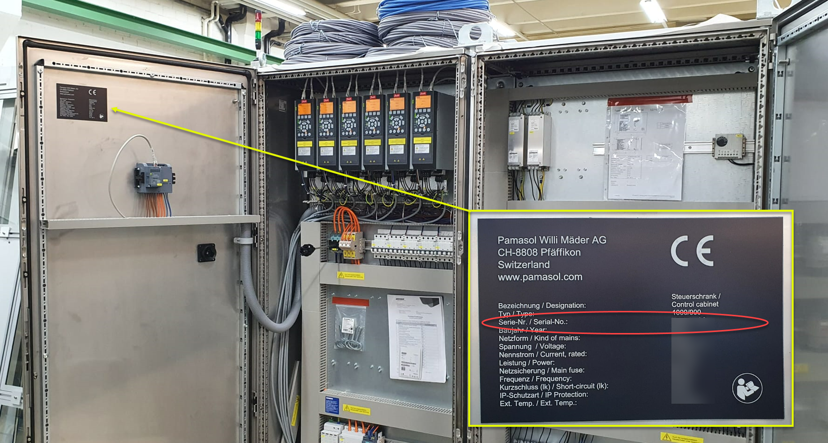 Control cabinet type plate